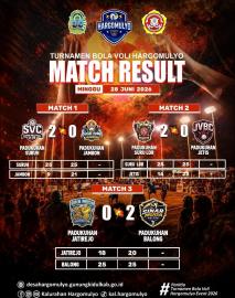 MATCH RESULT DAY 2 TURNAMEN VOLI HARGOMULYO TAHUN 2026